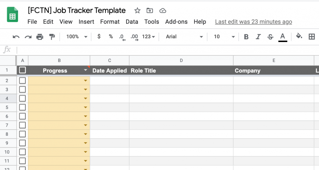 free job tracker template